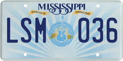 MS license plate LSM036