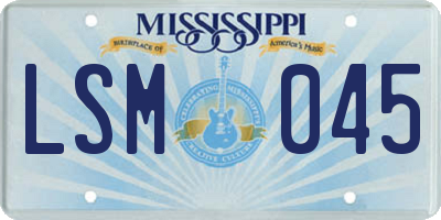 MS license plate LSM045