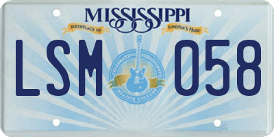MS license plate LSM058