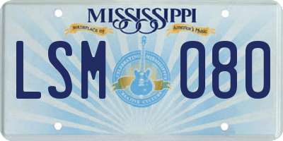 MS license plate LSM080