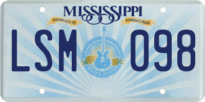 MS license plate LSM098