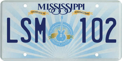 MS license plate LSM102
