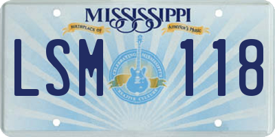 MS license plate LSM118