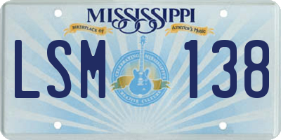 MS license plate LSM138