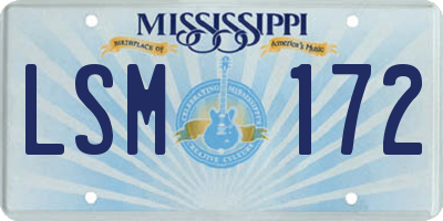 MS license plate LSM172