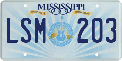MS license plate LSM203