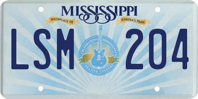 MS license plate LSM204