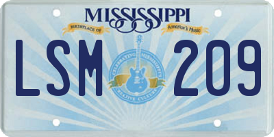 MS license plate LSM209