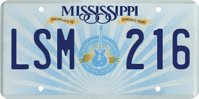 MS license plate LSM216