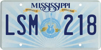 MS license plate LSM218