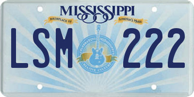 MS license plate LSM222