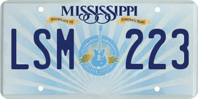 MS license plate LSM223