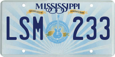 MS license plate LSM233