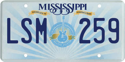 MS license plate LSM259