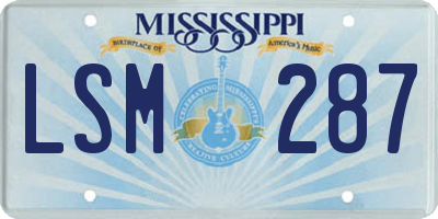 MS license plate LSM287