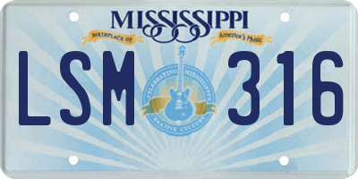 MS license plate LSM316