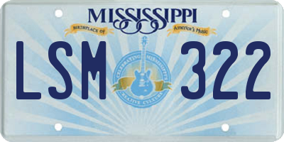 MS license plate LSM322