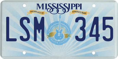 MS license plate LSM345