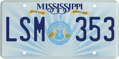 MS license plate LSM353
