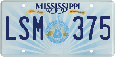 MS license plate LSM375