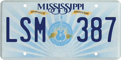 MS license plate LSM387