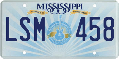 MS license plate LSM458