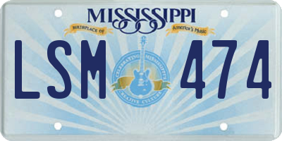 MS license plate LSM474