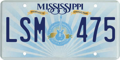 MS license plate LSM475