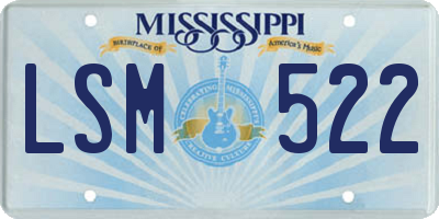 MS license plate LSM522