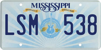 MS license plate LSM538