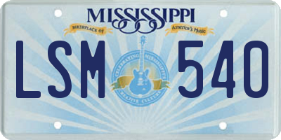 MS license plate LSM540
