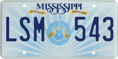 MS license plate LSM543