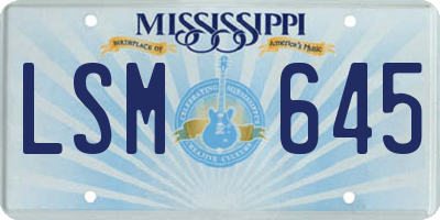 MS license plate LSM645