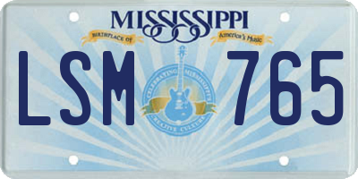 MS license plate LSM765