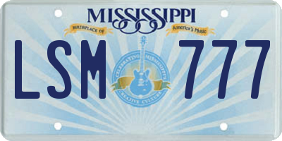 MS license plate LSM777