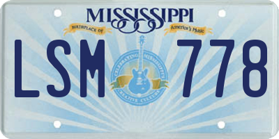 MS license plate LSM778