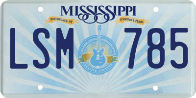 MS license plate LSM785