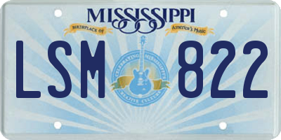 MS license plate LSM822
