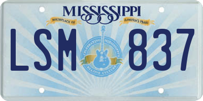 MS license plate LSM837