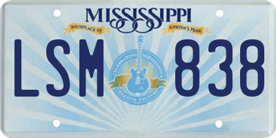 MS license plate LSM838