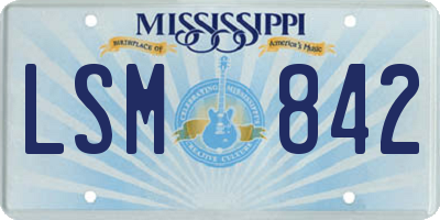 MS license plate LSM842