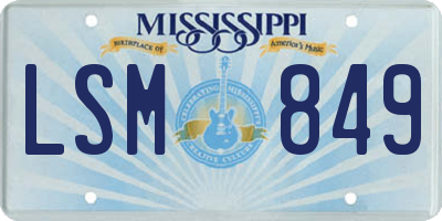 MS license plate LSM849