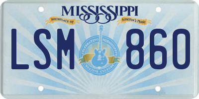 MS license plate LSM860