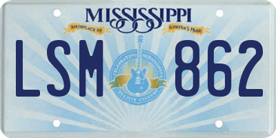 MS license plate LSM862