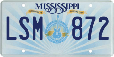MS license plate LSM872