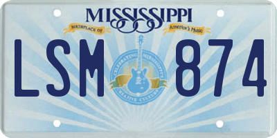 MS license plate LSM874