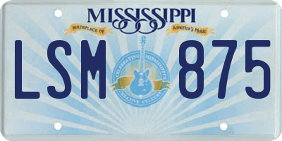 MS license plate LSM875