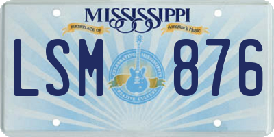 MS license plate LSM876