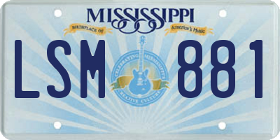 MS license plate LSM881