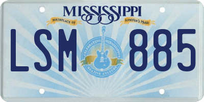 MS license plate LSM885